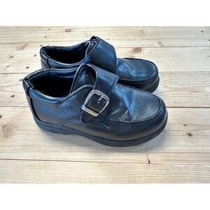 Josmo Black Leather Buckle Strap‎ Loafers Dress Shoes Kid's Size 8